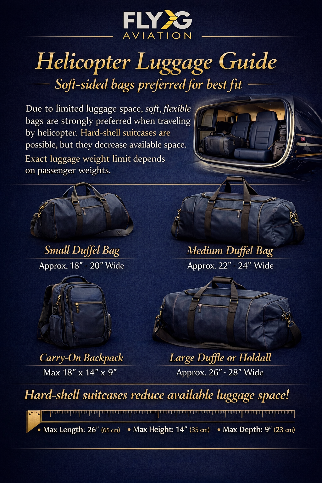 Helicopter charter luggage quide